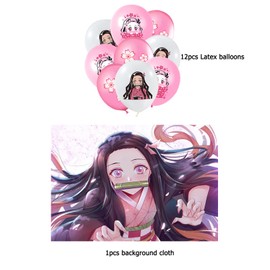 Backdrop Photography Background Demon Slayer Balloons Birthday Kimetsu no Yaiba Birthday Decorations Demon Slayer Party Photo Backdrop Kimetsu no Yaiba Theme Birthday Backdrop Demon Slayer Background