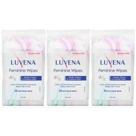 Luvena Feminine Wipes - Soft Wet Wipes for Women - Refresh & Resist Odor - Gynecologist Tested - Travel Friendly Cleansing Cloths - Cucumber Scented (25 Count, 3 Pack)