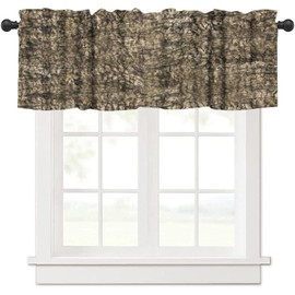 ZhiRain Camo Valance Curtain Oak Wood Mossy Forest Camouflage Pattern Rod Pocket Valance Window Treatments Short Curtains for Kitchen Living Room Bathroom Farmhouse Decor 54x18inch