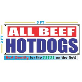 All Beef Hotdogs 2x5 Banner Sign