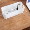 Cable Tidy Box White Cable Box with Bamboo Lid Cable