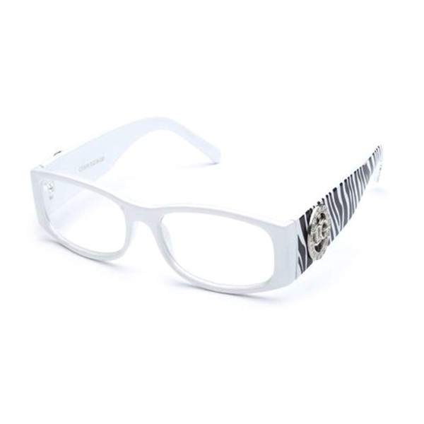 IG Unisex Clear Lens Plastic Fashion Glasses in White/Zebra