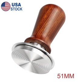 Compatible Most 51mm Coffee Tamper Espresso Hammer Leveler Tool Spring Loaded Ripple Base Steel