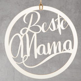 Logbuch-Verlag Muttertagsgeschenk Beste Mama Türkranz aus Holz Ø 24,5 cm Geschenk zum Muttertag Geburtstag