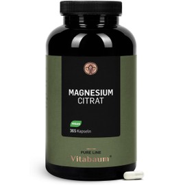 Vitabaum® Magnesium Citrate - 375 mg Magnesium Per Serving - Supports Energy Metabolism - 365 Capsules - 4 Month Supply - Vegan, Gluten Free, Lactose Free