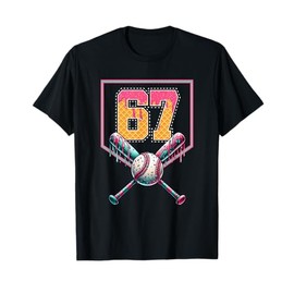 Baseball Drip Number 67 Player Or 67th Birthday T-Shirt