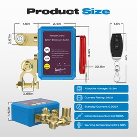 Kill Switch for Car, Malictele 12V 240A Remote Battery Disconnect Switch Car Kill Switch Anti Theft Automatic Cut/Shut Off Switch for Auto Truck Marine RV ATV Boat