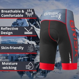 Brisk Bike Padded Cycling Shorts Men Cycle Shorts Cool and Quick Dry Compression Cycling Shorts Mens Motorcycle Bike Riding Padded Cycling Shorts (UK, Alpha, S, Regular, Regular, Black/Red)