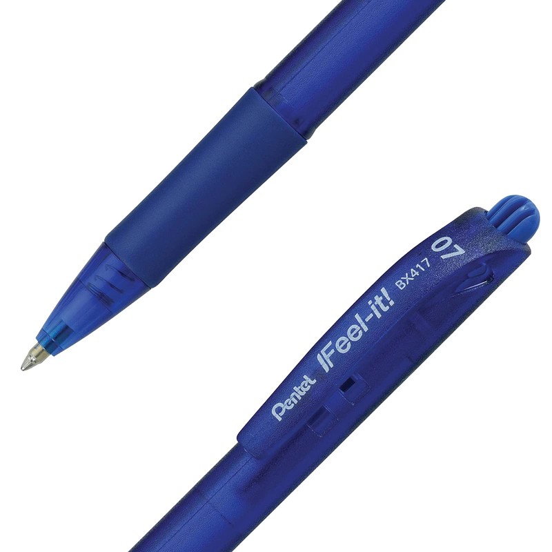 Pentel BX417-C Bolígrafo Feel-It, Retráctil Punta Fina, Azul