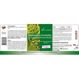 Saw Palmetto Complex - 180 Capsules 6 Month Supply - With Added Plant Sterols, Beta-sitosterol, Lycopene, Opuntia Ficus Indica, Selenium and Zinc - High Dose Vitamintrend®