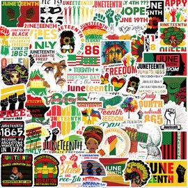 50 Pieces Juneteenth Decorations Stickers Black People Computer Decal for Laptop Water Bottles Skateboard Graffiti Patches, Trendy Waterproof Vinyl Stickers for Teens