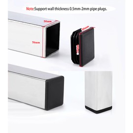 Zaky Lamellar Plugs for Rectangular Pipes, 70 x 30 mm, Pipe Plugs for Pipe Cover of Steel Pipes, Stainless Steel Tubes, Aluminium Profile, Square Plugs, Black, Pack of 14