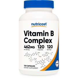 Nutricost High Potency Vitamin B Complex 462mg, 120 Capsules - with Vitamin C - Energy Complex