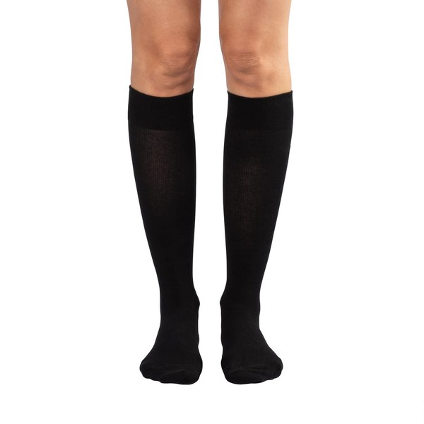 Dr. Comfort 15-20 mmHg Women's Cotton Casual Socks-Black-L