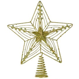 29cm Gold Laser Glitter Wire Christmas Tree-Top Star