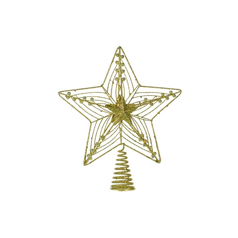 29cm Gold Laser Glitter Wire Christmas Tree-Top Star