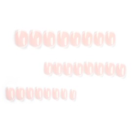 Nail Tip, Short, 24 Pieces, French French, White Edging, Pink Nail, Nail Tip, Popular, Cute, Simple, Fashionable Party, Spring & Summer, Daily Life, Bridal Nail Design, Coming of Age Ceremonies,