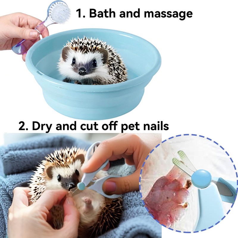 JSLZF Hedgehog Supplies Bath Kit Plastic Foldable Hedgehog Bathtub, Nail