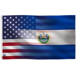 3x5 ft Salvadoran American Hybrid Flag: 100% Polyester Banner, Brass Grommets & Strong Canvas Header, For Use Outdoor or Indoor