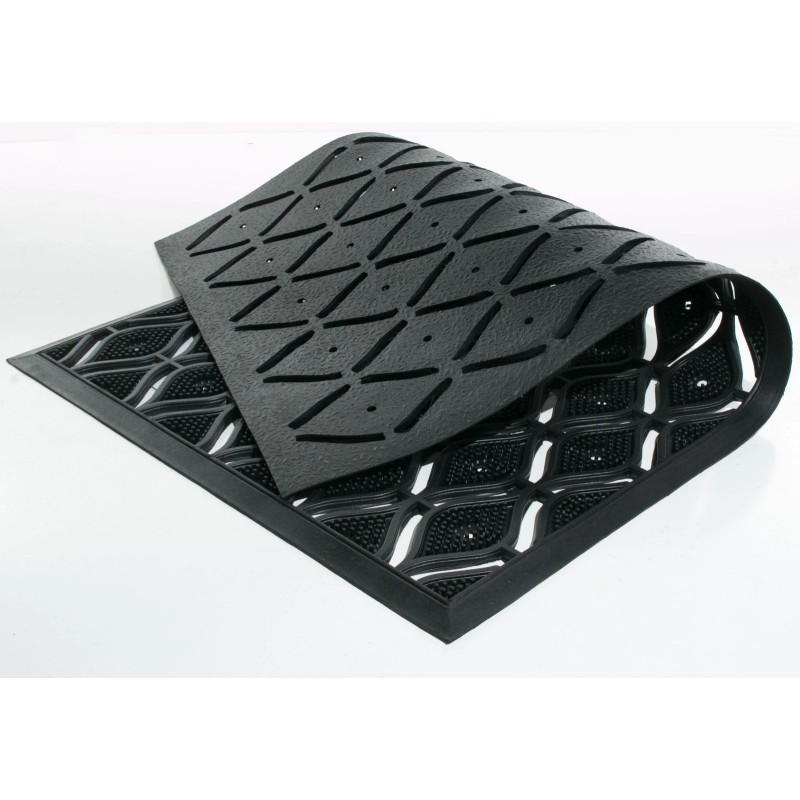 HomeRoots 22" X 36" Black Rubber Outdoor Door Mat