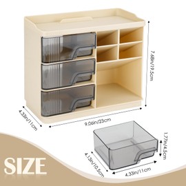 RETON Desk Pen Organizer, Multi-Functional Pencil Pen Holder for Desk, Desk Organizer with 3 Drawers, Pen Organizer with 5 Compartments, Desk Organizers and Accessories for School Office Home
