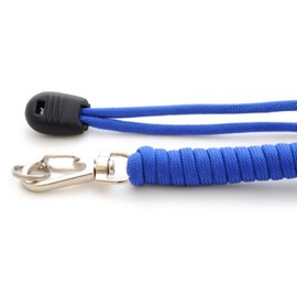Universell einsetzbares Survival-Seil (kompakt als Anhänger) aus reißfestem "Parachute Cord" / "Paracord" / "550 cord" (Kernmantel- Seil aus Nylon / 7 Stränge) und rostfreiem Metall-Schraubverschluss, Gesamtlänge 32cm Meter (aufgeflochten), Farbe: blau W