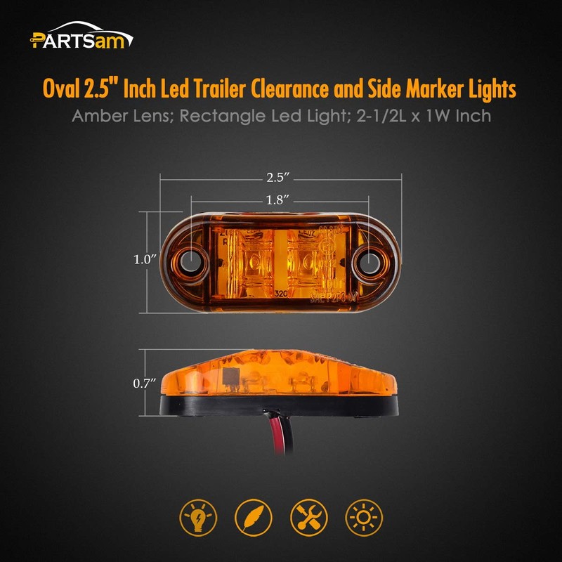 Amber Red 2.5" 2 Diode Oval LED Trailer Truck Clearance