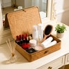 2 Pcs Lidded Seagrass Baskets, Boho Rattan Closet & Makeup