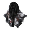 ANMIDA Women's Silk Stole, Large Scarf, Shawl, Silk Embroidery, Floral