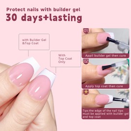 BeauFairy False Nails Kit, Nail Tips for Gel Nails, Full Coverage, Soft Gel Tips, Short Tips, French Tip Ballerina, Acrylic Artificial Nail Tips Set, Nail Tips for Nail Salons, 021