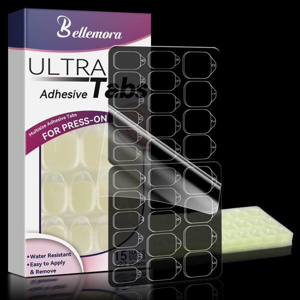 Bellemora Nail Adhesive Tabs for Press on, 330 Pcs Waterproof