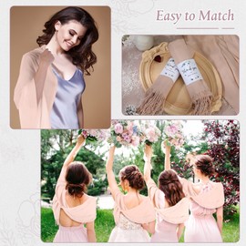 ramede 50 Pack Pashmina Shawls and Wraps Bulk Wedding Favors Bridal Shawls Gifts for Guests with Thank You Cards (Black)