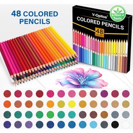 V-Opitos 48 Pack Colored Pencils Set, Pre-sharpened Coloring Pencils for Kids Beginners, Colored Pencils for Adult Coloring Books, Ideal Art Supplies for Sketching, Coloring & Painting