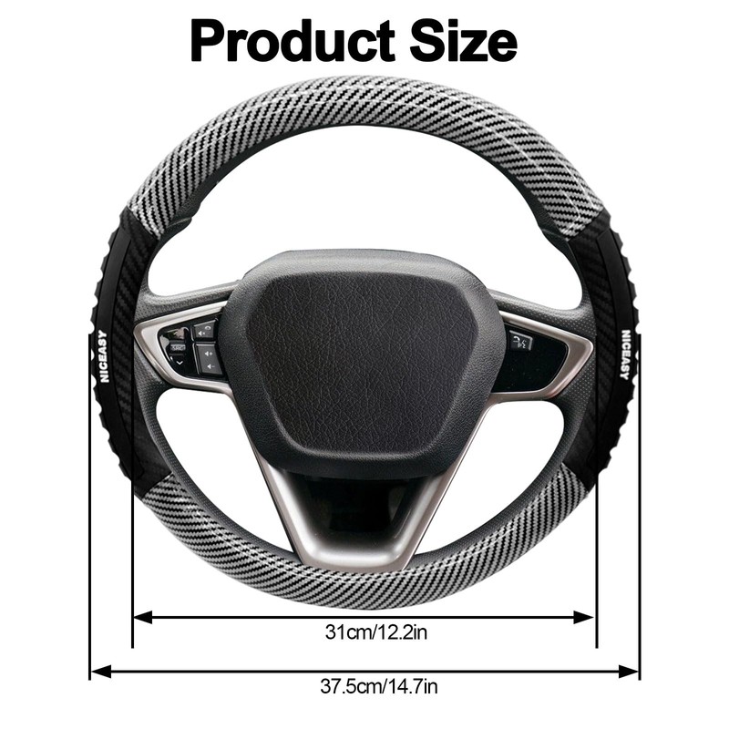 NICEASY Sport Style Blue PU Leather Steering Wheel Cover with