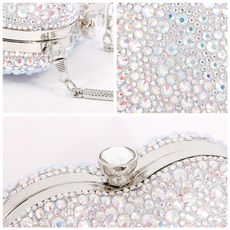 Naimo Womens Heart Bag Rhinestone Evening Bag Handbag Purse for