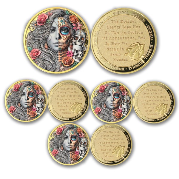 F4godwar 8Pcs Sobriety Coin - Golden Authentic Beauty AA Coins