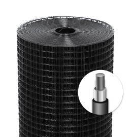 Welded Mesh Fence PVC Black Hardware Cloth 19Gauge 1/2in Mesh 48inx50ft RollWire Diameter: 1MM, Aperture: 12.7mm