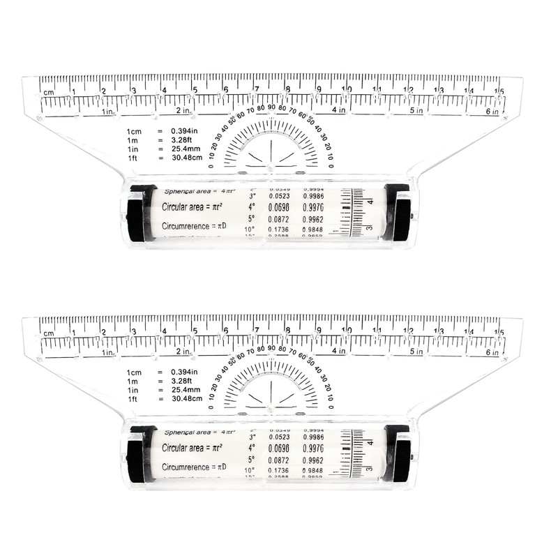 2 Pcs Plastic Measuring Rolling Ruler, 6 Inch Drawing Roller