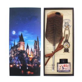 OPENDGO Feather Quill Pen and Ink Set Antique Dip Feather Pen Set Calligraphy Pen Set Writing Quill Ink Dip Pen with Ink and Bookmark