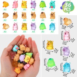 GSrenyu 36pcs Mini Resin Animals, Capybara Tiny Animal Resin Figurines, Miniature Glow in the Dark for DIY Desk Accessories Capybara Mini Toy Micro Landscape Decoration