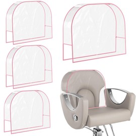 4Pcs Salon Chair Cover, Clear Round Barber Salon Chair Back Covers, Vinyl Chair Covers Protectors for Most Salon Chairs, Prevents Upholstery from Stains, Wear, and Damage to Salon Spa Chairs, Pink