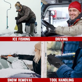 HANDLANDY 2 Pairs Waterproof Work Gloves for Cold Weather, Insulated Winter Freezer Work Gloves with Grip for Men Women (Black, X-Large)