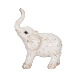 Sagebrook Home Resin Elephant Figurine - Handcrafted Polyresin Home Decor Statue - Rustic Casual Style for Living Room, Bedroom, Office - Elegant Accent Sculpture - 8" White