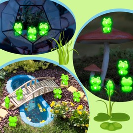 Seenelling 200 Pack Tiny Frogs to Hide Mini Green Plastic Figures Frog Figurines Plastic Miniature Animals for Fairy Moss Landscape DIY Craft Accessories Garden Home Ornament(Luminous Style)