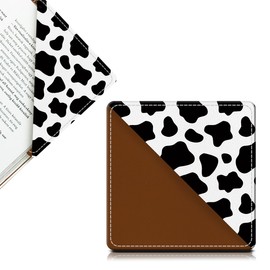AFYEWKC Cute Leather Bookmarks, Fun Triangle Making Corner Bookmark, Book Accessories for Reading Book Lovers, Unbreakable Page Markers for Women Men Black White Cow Print