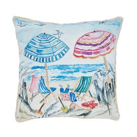 Fennco Styles Vibrant Beach Unbrellas Throw Pillow Cover 20" W x 20" L - Multicolored Seaside Cushion Case for Indoor Outdoor, Beach House, Patio, and Couch Décor