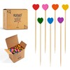 FOOGO Green 150pcs Bamboo Cocktail Sticks 9cm Fancy Multi-Coloured Heart