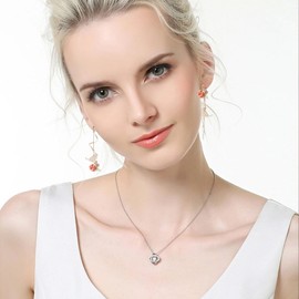 Just Follow Pink Flower Pearl Sakura Leaf Earrings Ginkgo Biloba Cat Fairy Flower Statement Earrings For Women, Metal, No Gemstone