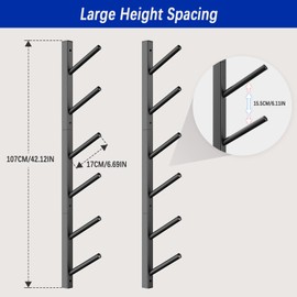 YMYNY Skateboard Wall Mount, 6 Layer Skateboard Rack Holder, Snowboard Wall Mount for Storage Longboard Deck Organizer, Skateboard Display Stand for Home Garage, UHSD001B