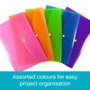 SUMMIT A4+ Plastic Popper Wallets, Assorted Colours, Document Folders, Pack